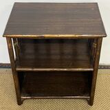 Small vintage wood and rattan bookcase shelf
