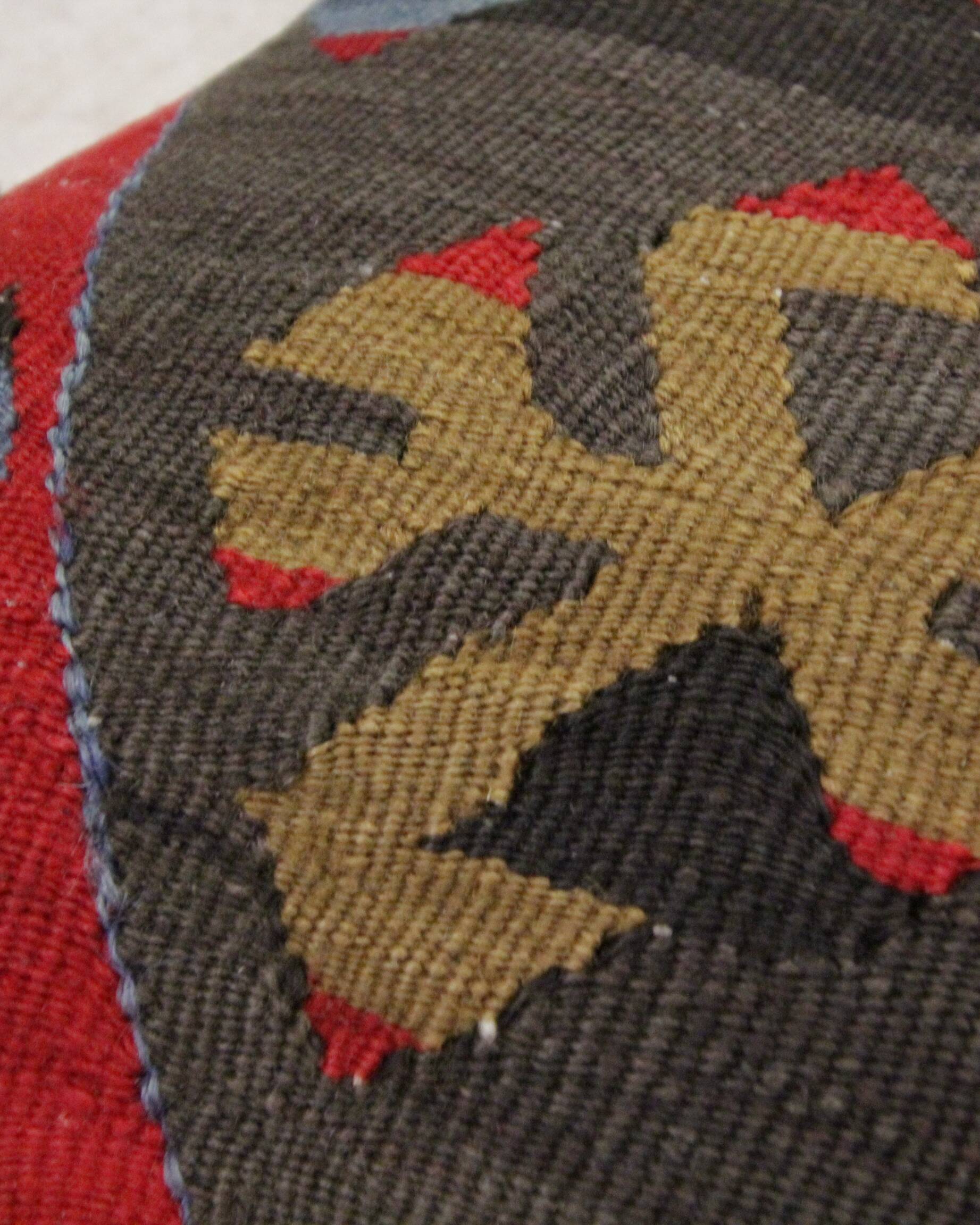 A Pair of Antique Turkish Flatwoven Kilim Cushion Cover, Geometric Pillow