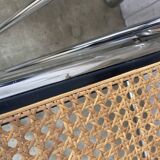 Pair of chrome and cane folding chairs