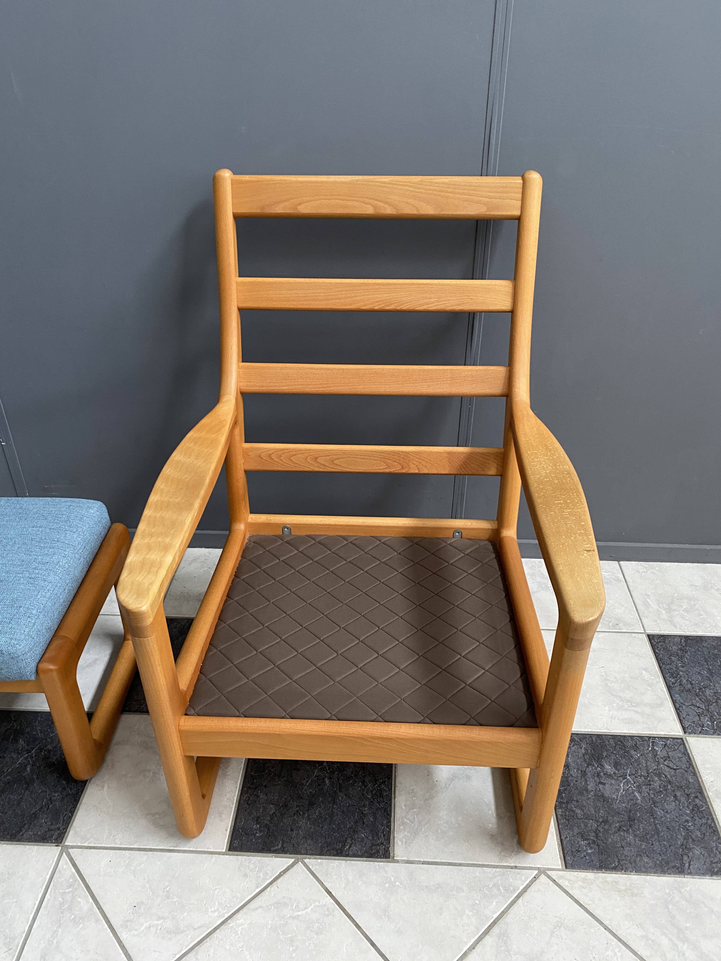 Johannes Andersen highback chair with hocker for Silkeborg Denmark