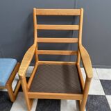 Johannes Andersen highback chair with hocker for Silkeborg Denmark
