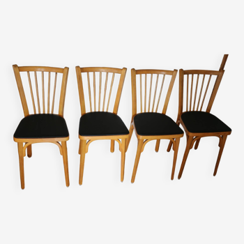 4 chaises baumann n°12 skaï noir hêtre clair