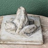 Cement frog, signed A. Picot