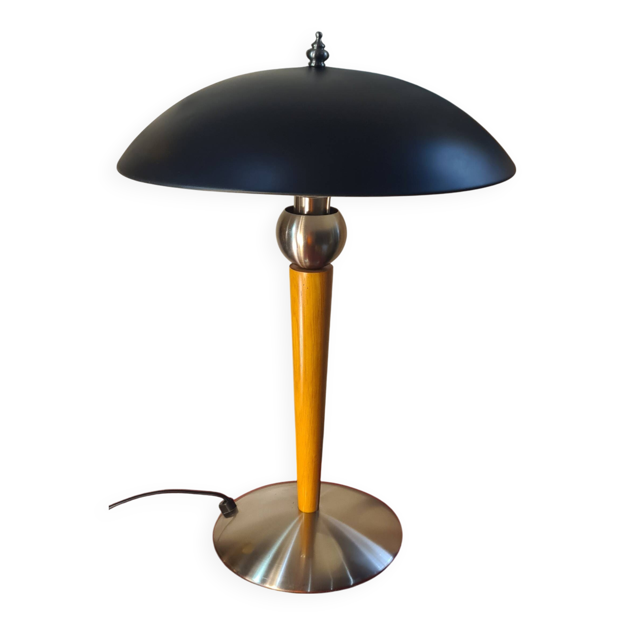 matt black liner desk lamp in wood and metal 49x32 electric ok