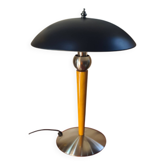 matt black liner desk lamp in wood and metal 49x32 electric ok