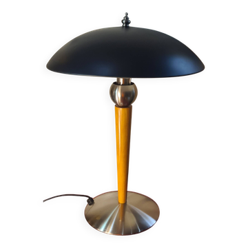 lampe de bureau paquebot noir mat  bois et metal 49x32 elec ok