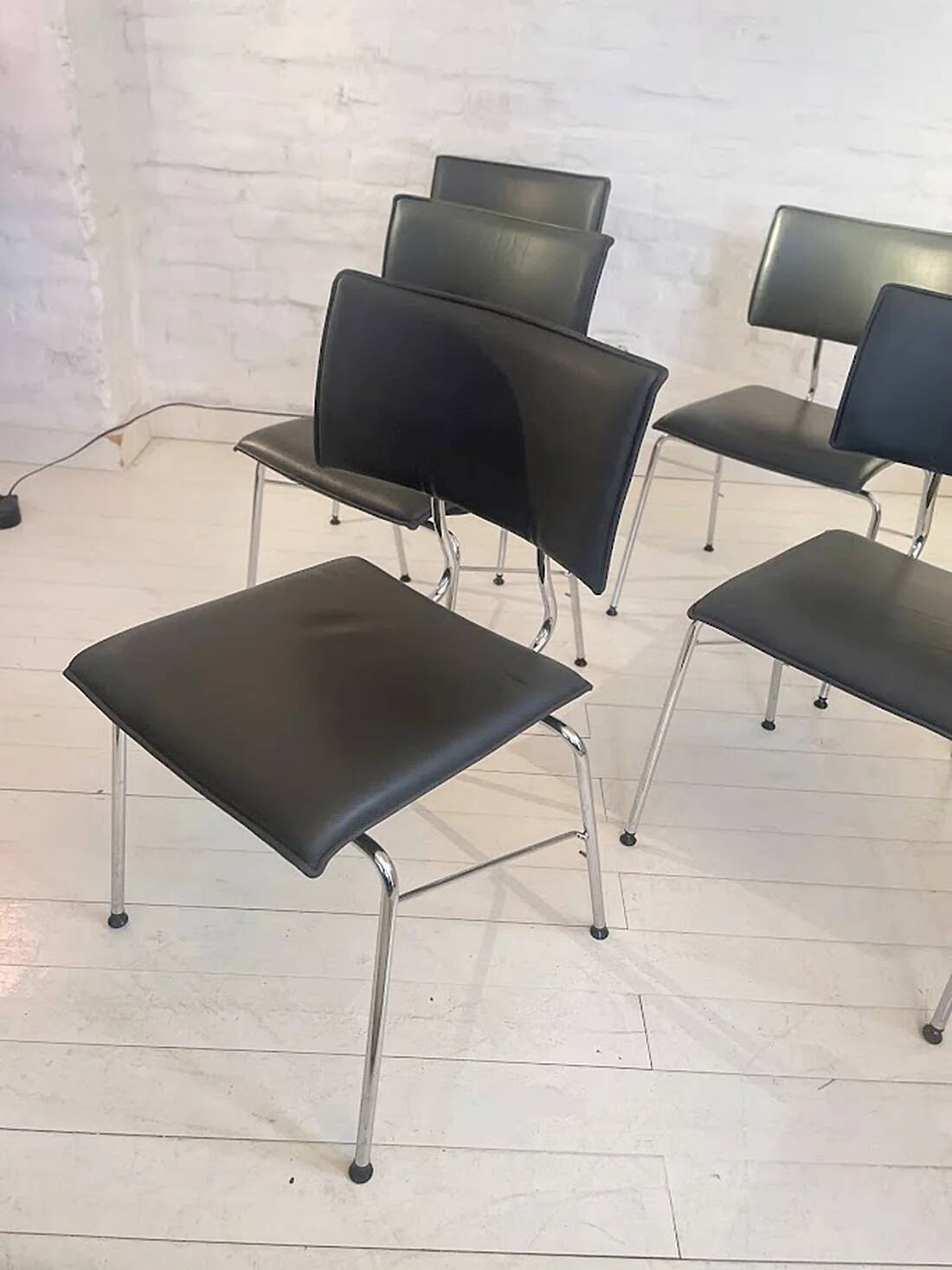 Set of six Sparta leather chairs by Christoph Hindermann for Dietiker, 1990s.