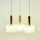 Mid-Century Modern Murano Ice Glass Triple Pendant Light from Doria, 1960s