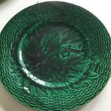 4 assiettes en barbotine verte