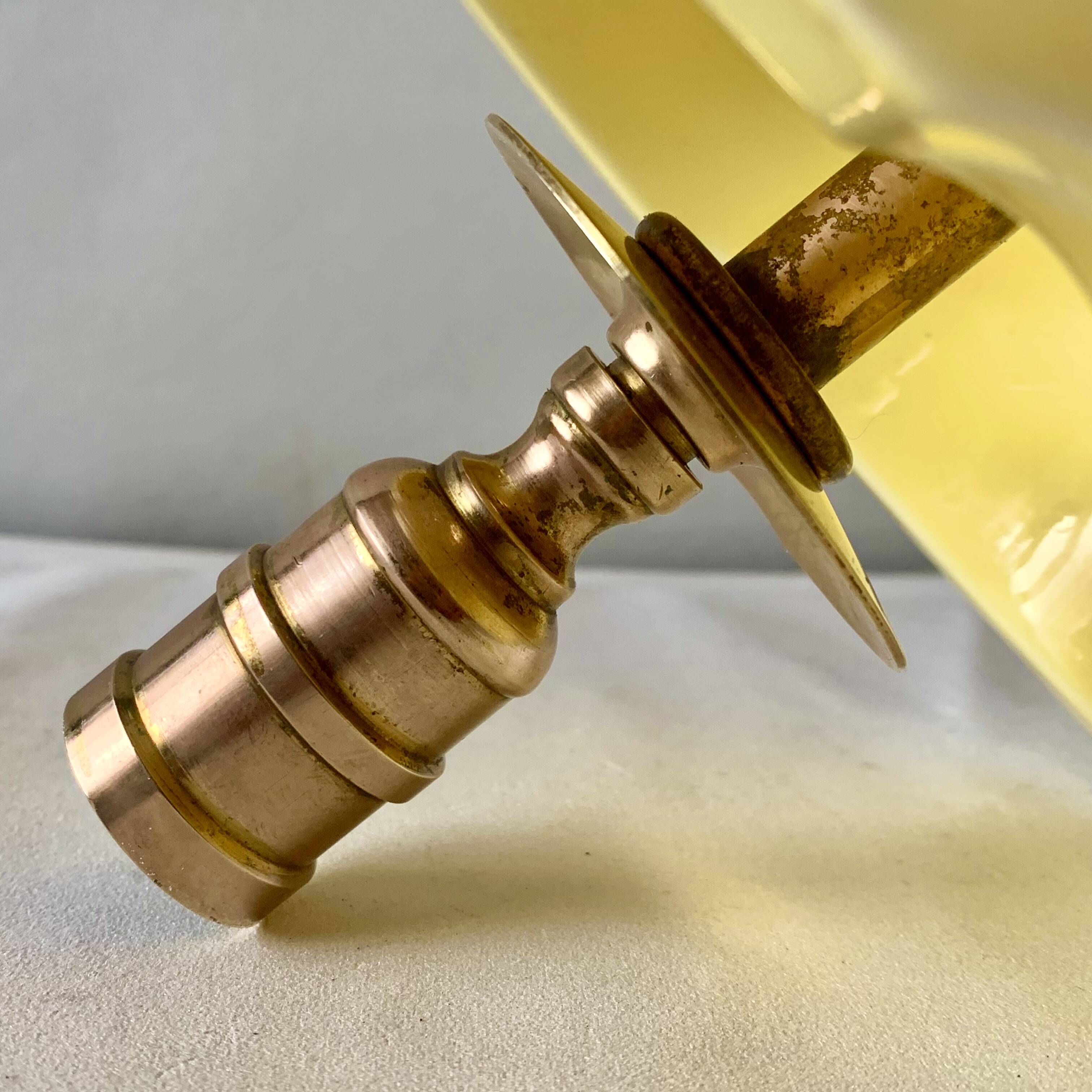 Large vintage brass and yellow glazed ceramic candle holder-ashtray