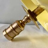 Large vintage brass and yellow glazed ceramic candle holder-ashtray