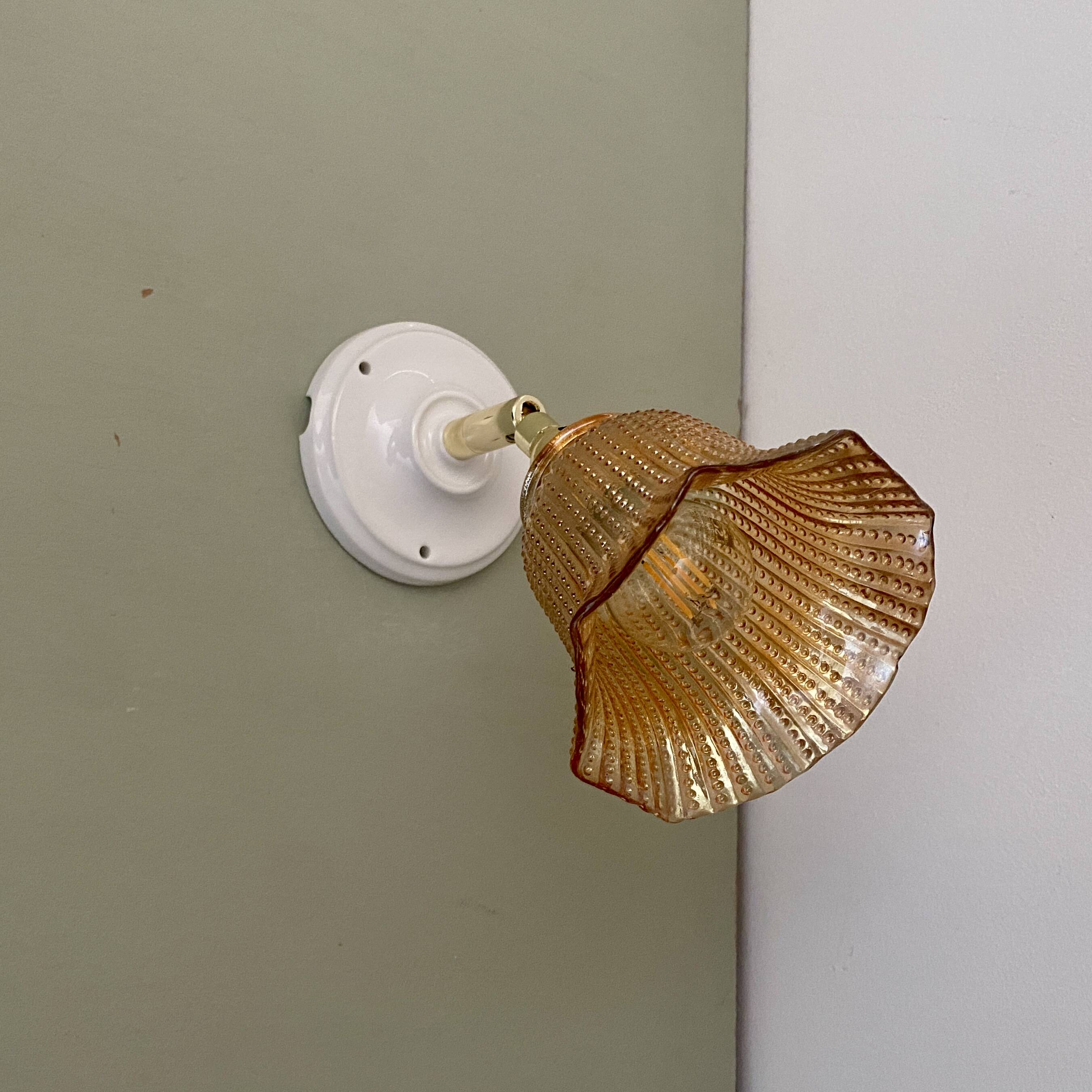 Vintage amber glass tulip wall light