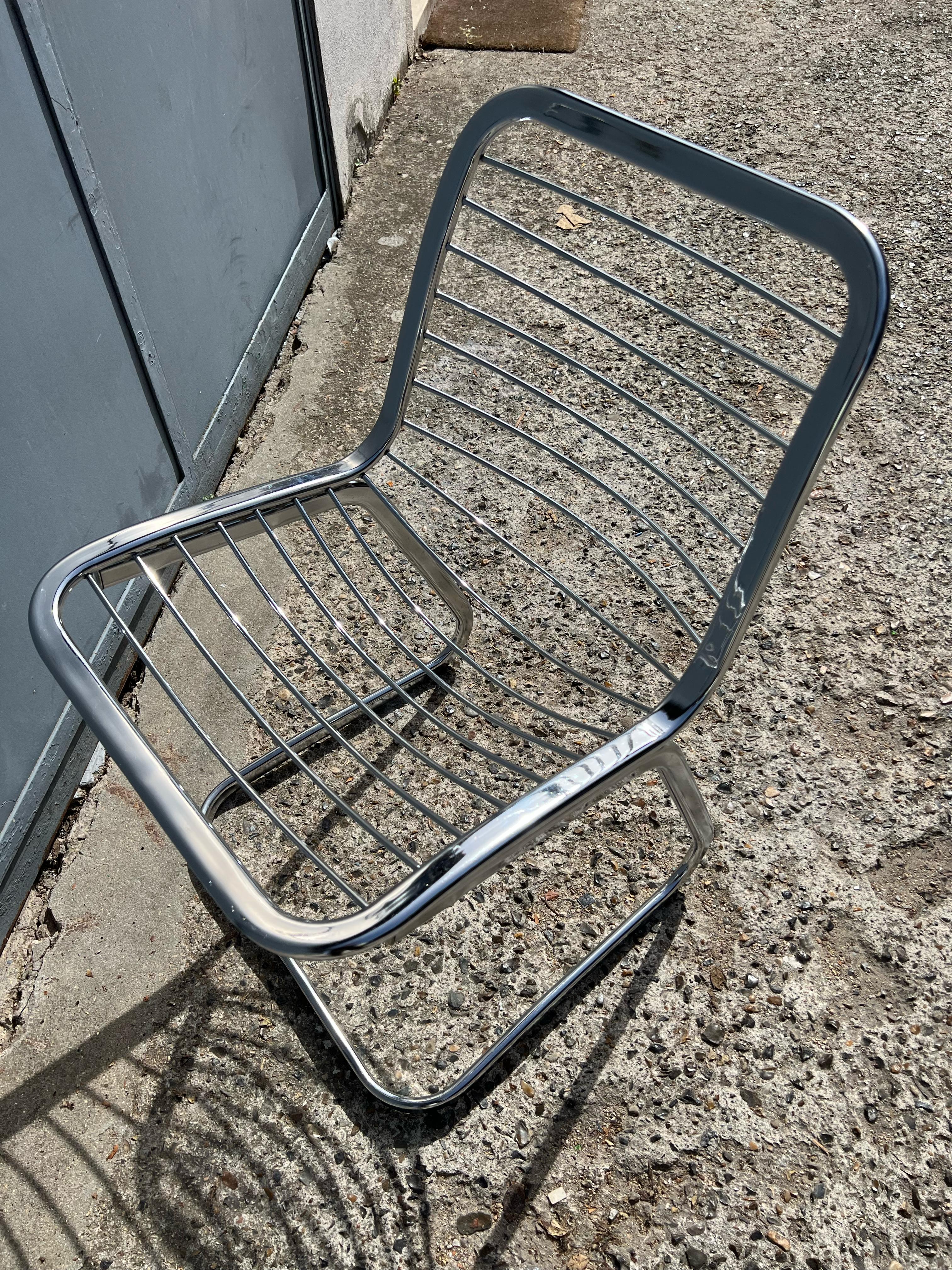 Vintage Italian design chrome metal chair from the 70s