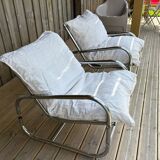 Pair of reupholstered armchairs from the 1970s.