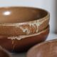 Set of 4 plates in sandstone of Saint Amand signed
