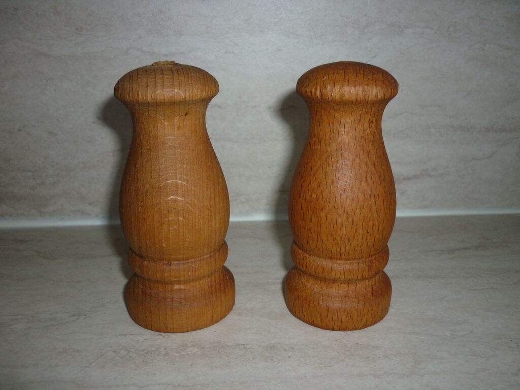 Salt and pepper turned wooden