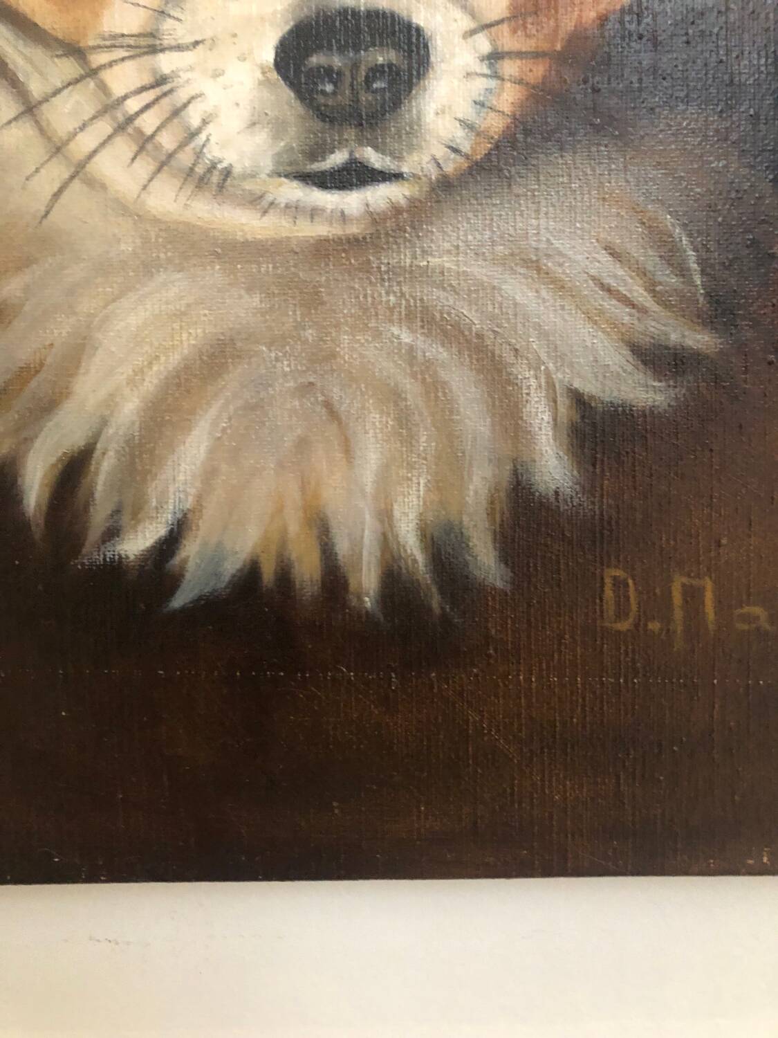 Oil on canvas dog portrait