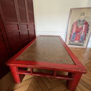 Vintage old opium bed in wooden rice straw cane