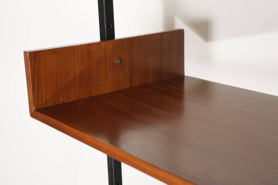 Vintage modular bookcase in wood and metal, Italy, 1960