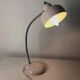 Vintage 1960s Desk Lamp White Metal | Flexible Articulated Swan Neck Light Industrial Mid-Century Design Living Room