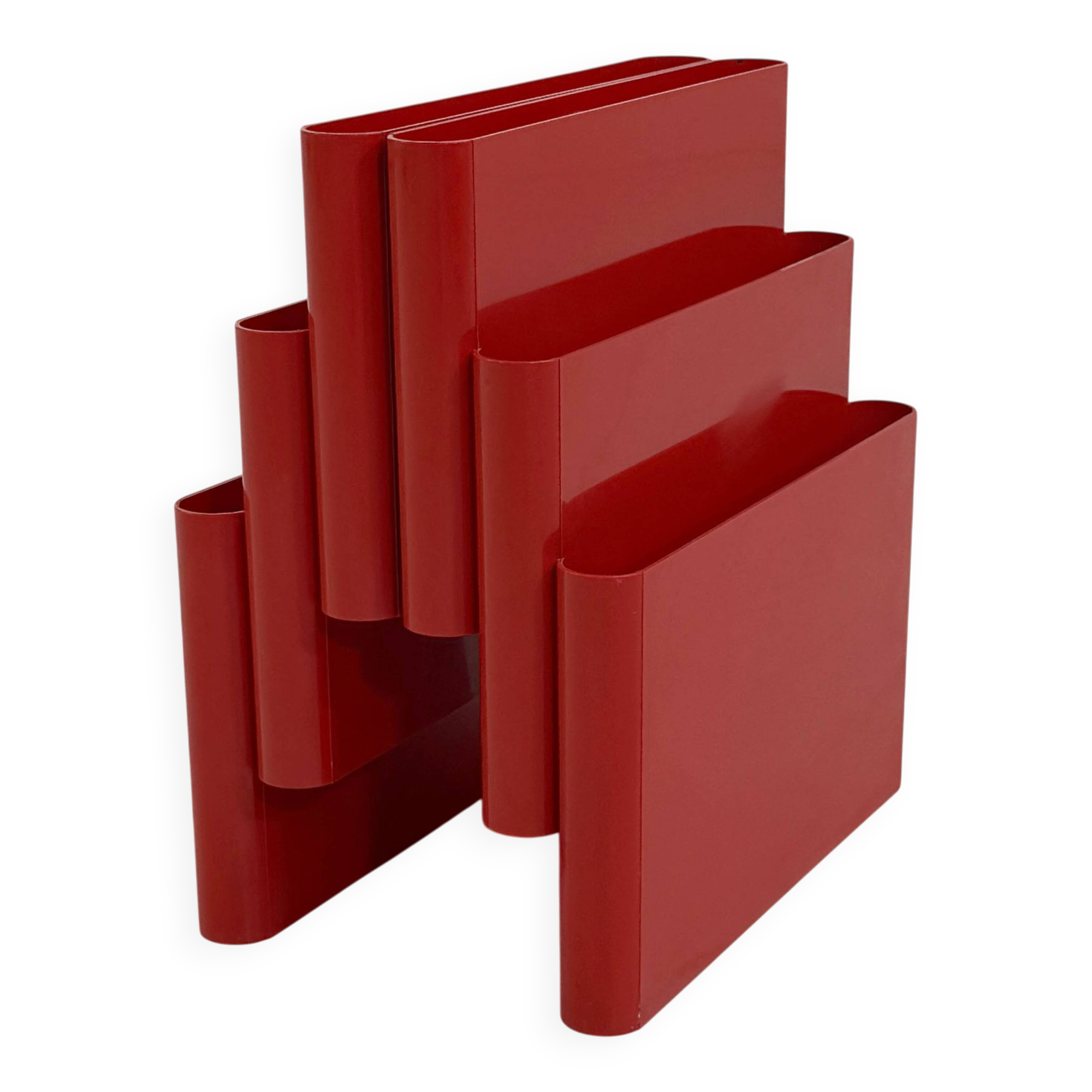 Red magazine rack by Giotto Stoppino for Kartell, 1970