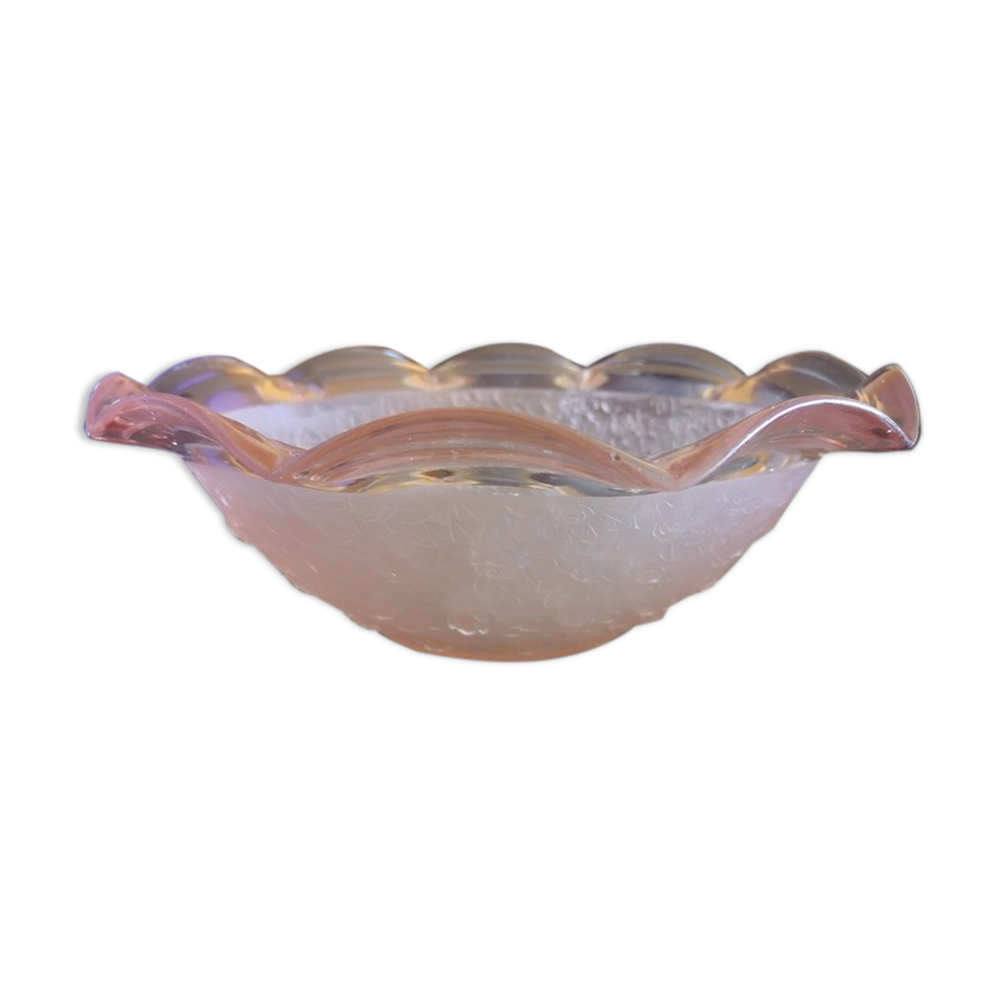 Art Deco pink glass fruit cup - Floral and pink motif - 1930s