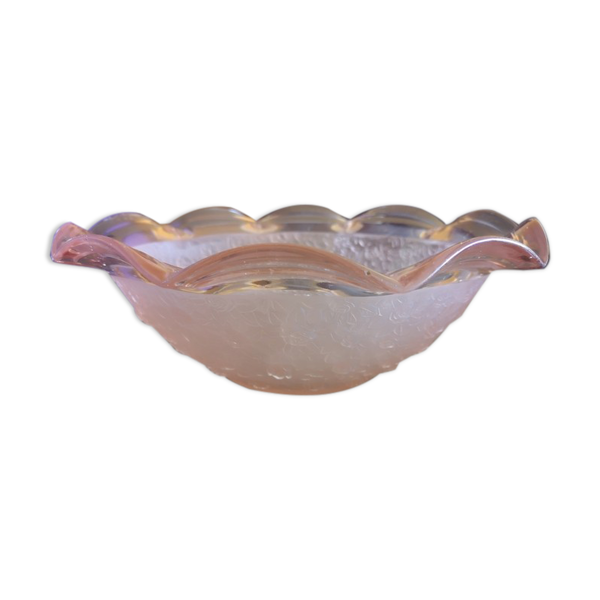 Coupe à fruits art déco en verre rosé