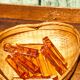 Ten pink glass knife holders