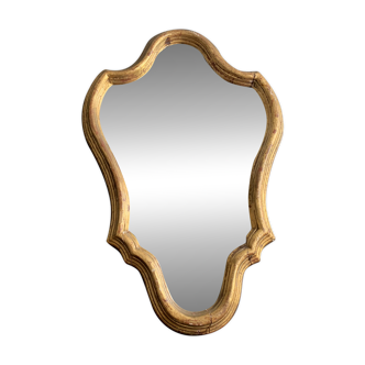 Antique mirror in gilded wood with mercury leaf, 19th century