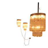 Set of chandelier and wall lights in Murano glass by Venini 1970s