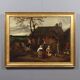 Peinture ancienne scène champêtre, huile sur toile, Europe du Nord '800