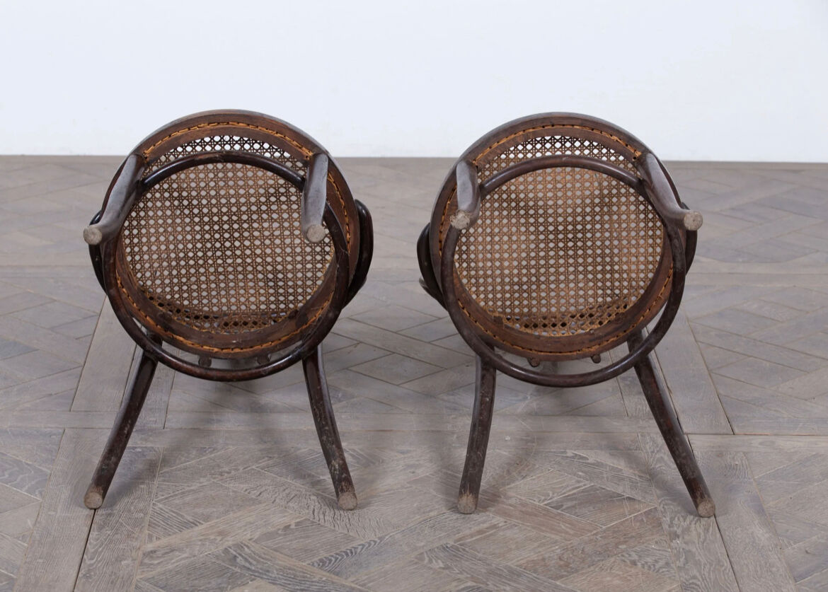 Suite de 6 chaises de bistrot par Josef Hofmann en cannage