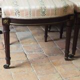 Antique French Empire Style Sofa and Chairs: Pink Satin Furniture Set