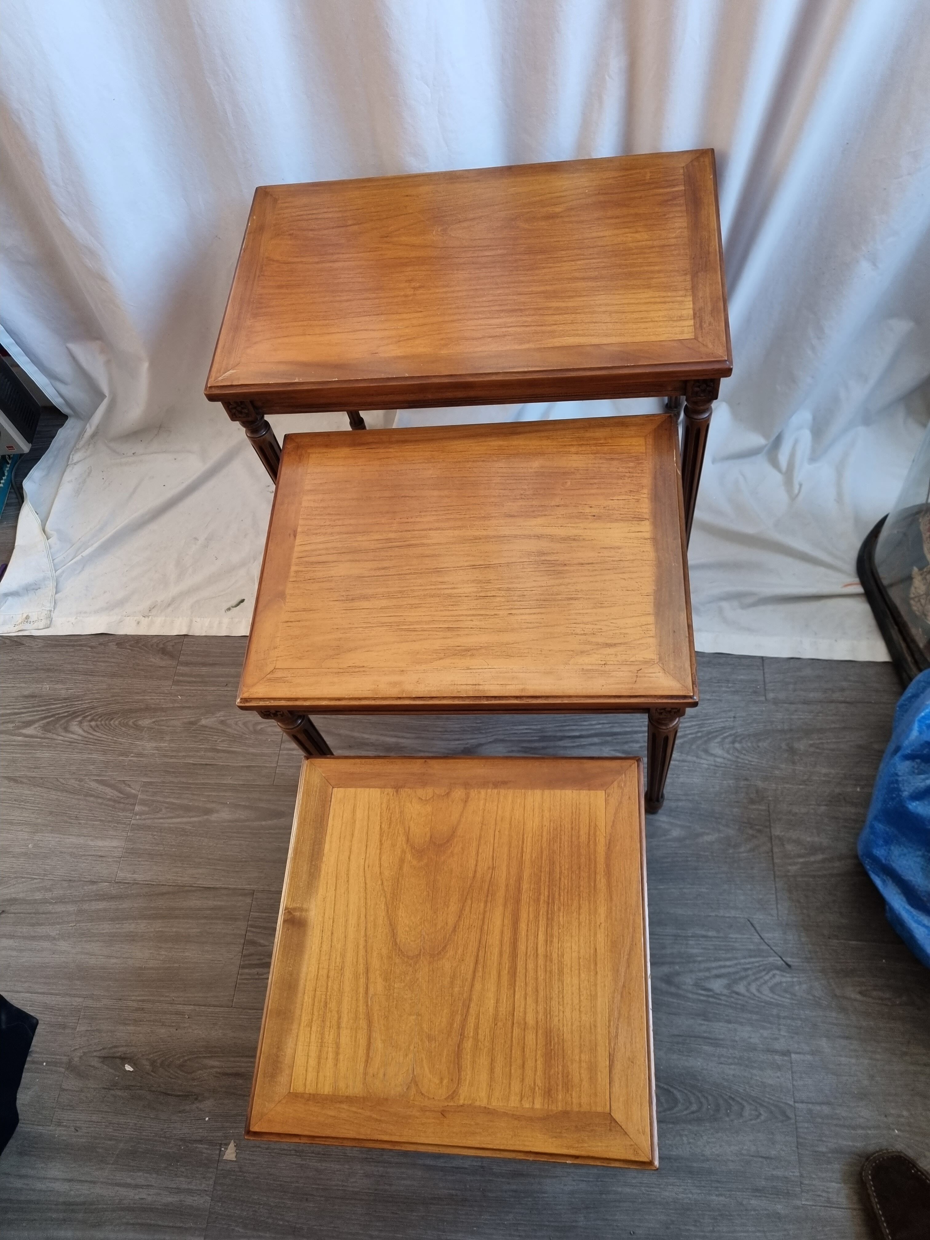 3 cherry trundle tables from 1980