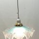 Vintage iridescent blue wavy glass suspension – flower lampshade – years lamp