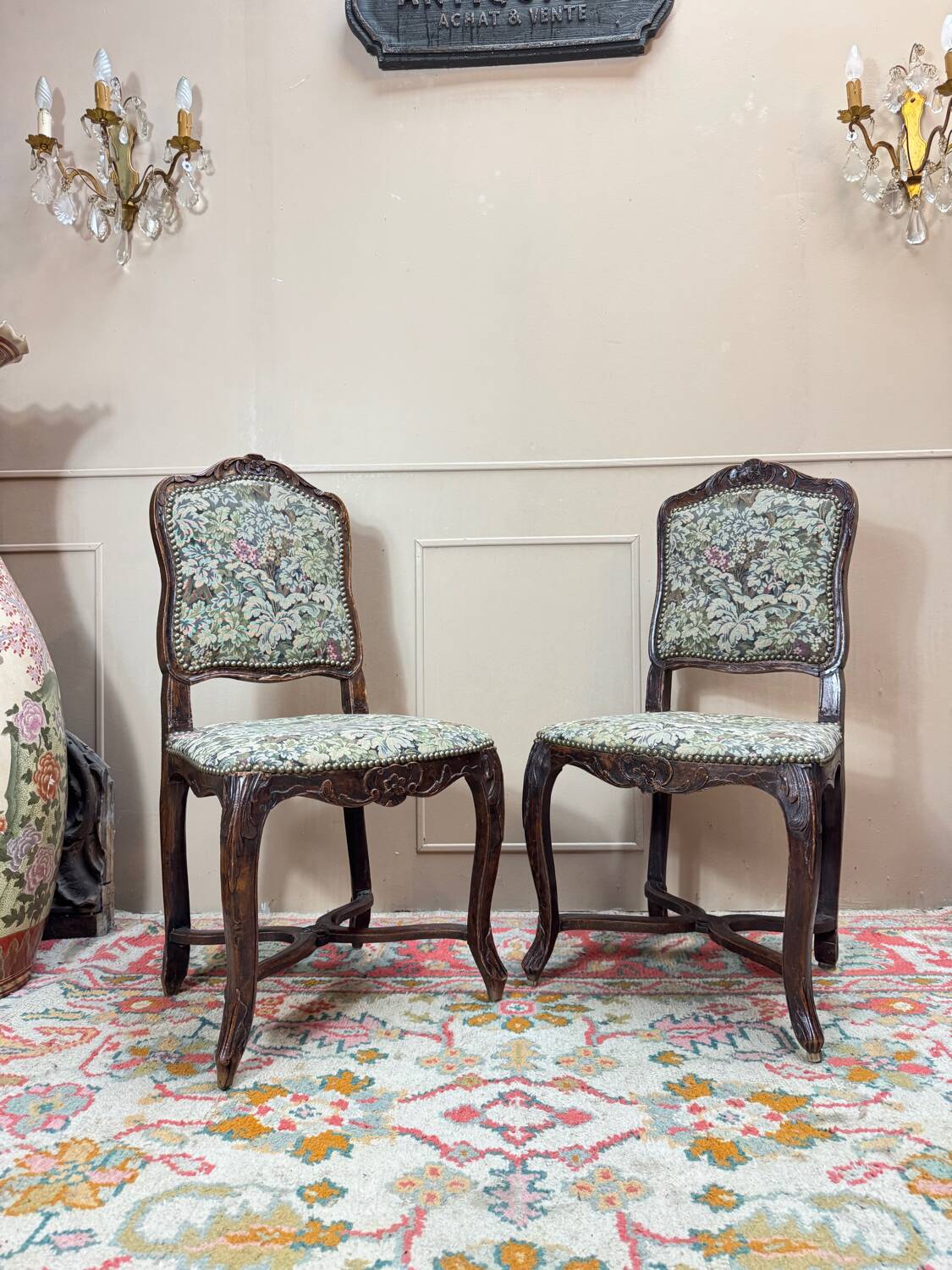 Armand henry pair of natural wood chairs stamped from the regency period