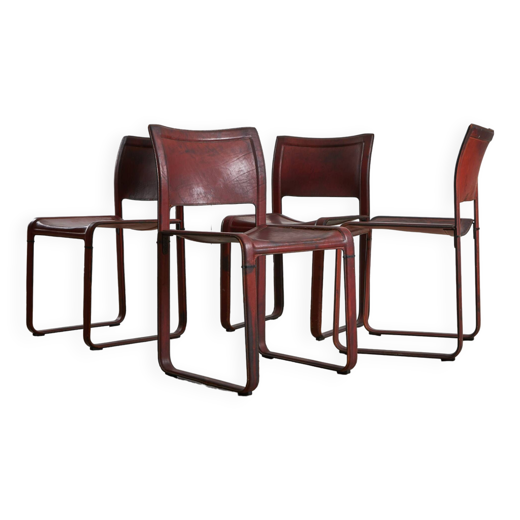 Set of 4 Sistina Strap Chair by Tito Agnoli for Matteo Grassi, 1980s