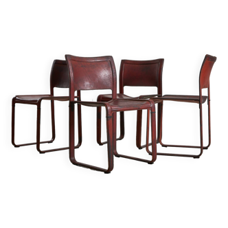 Set of 4 Sistina Strap Chair by Tito Agnoli for Matteo Grassi, 1980s