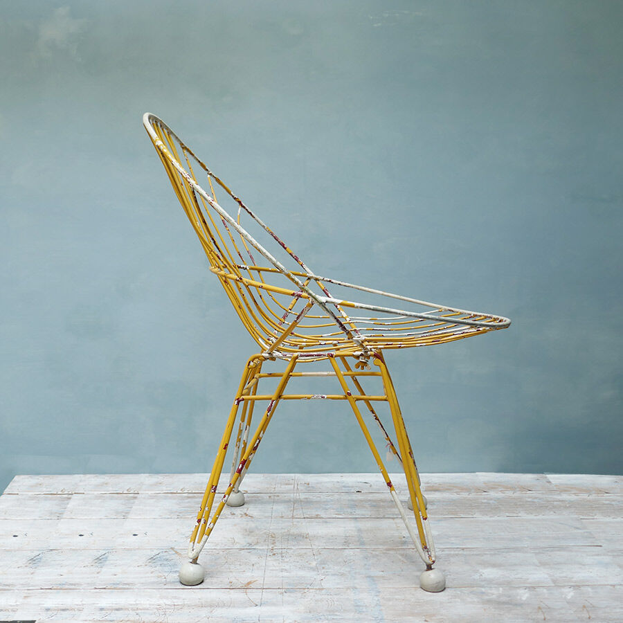 Yellow metal basket Chair years 50