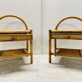 Rattan bedside tables