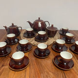 Villeroy & Boch vintage 60's complete coffee service in vitro enameled porcelain, glossy brown series