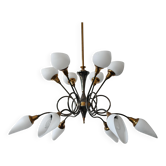 Lustre MiSiècle 12 Brass Arms attributed to Arredoluce 1950s