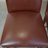 Set of 4 cognac-colored English style dining chairs made of leather