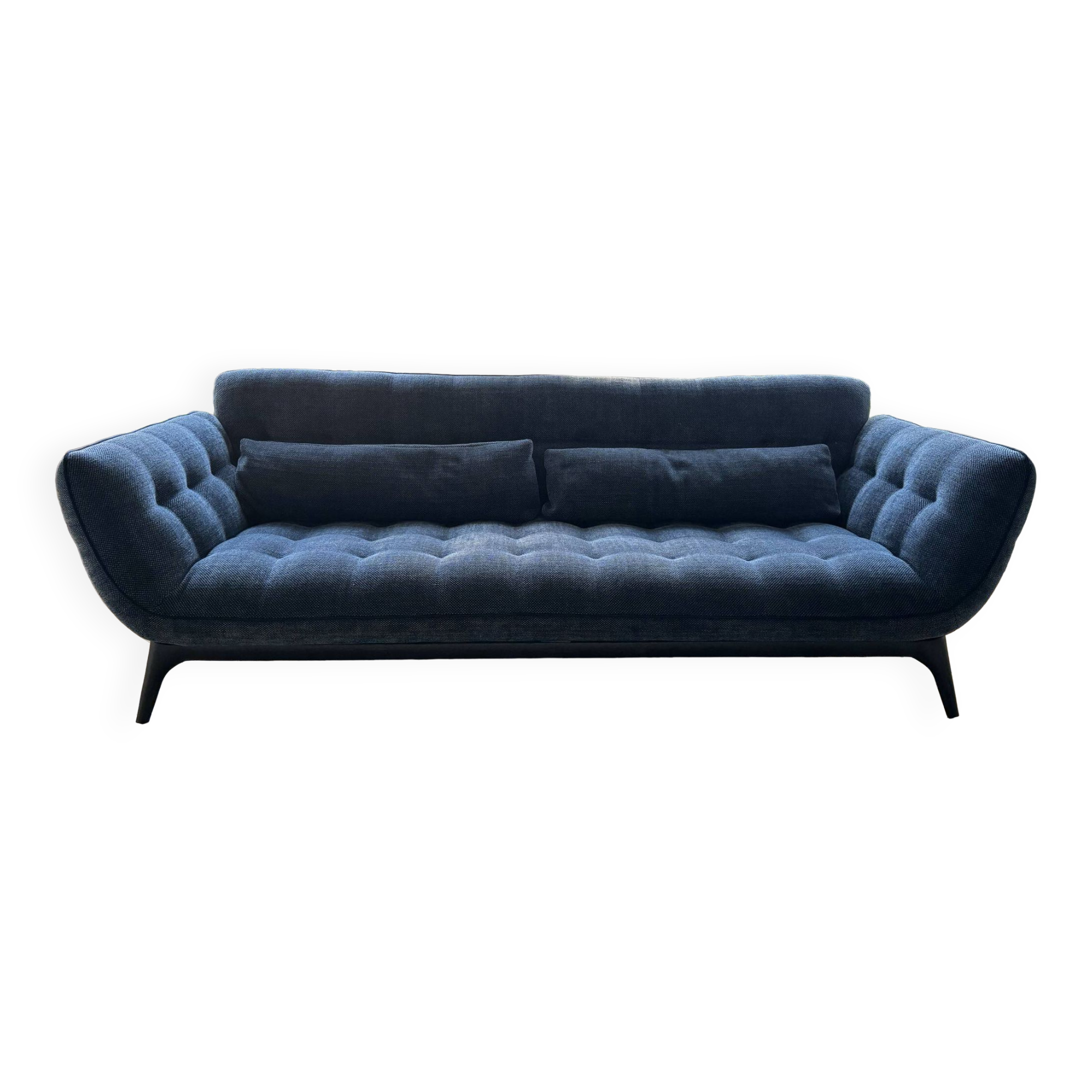 Roche bobois parcours sofa 2pl 1/2 blue velvet fabric