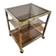 Gold metal and smoked glass serving trolley