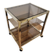 Gold metal and smoked glass serving trolley