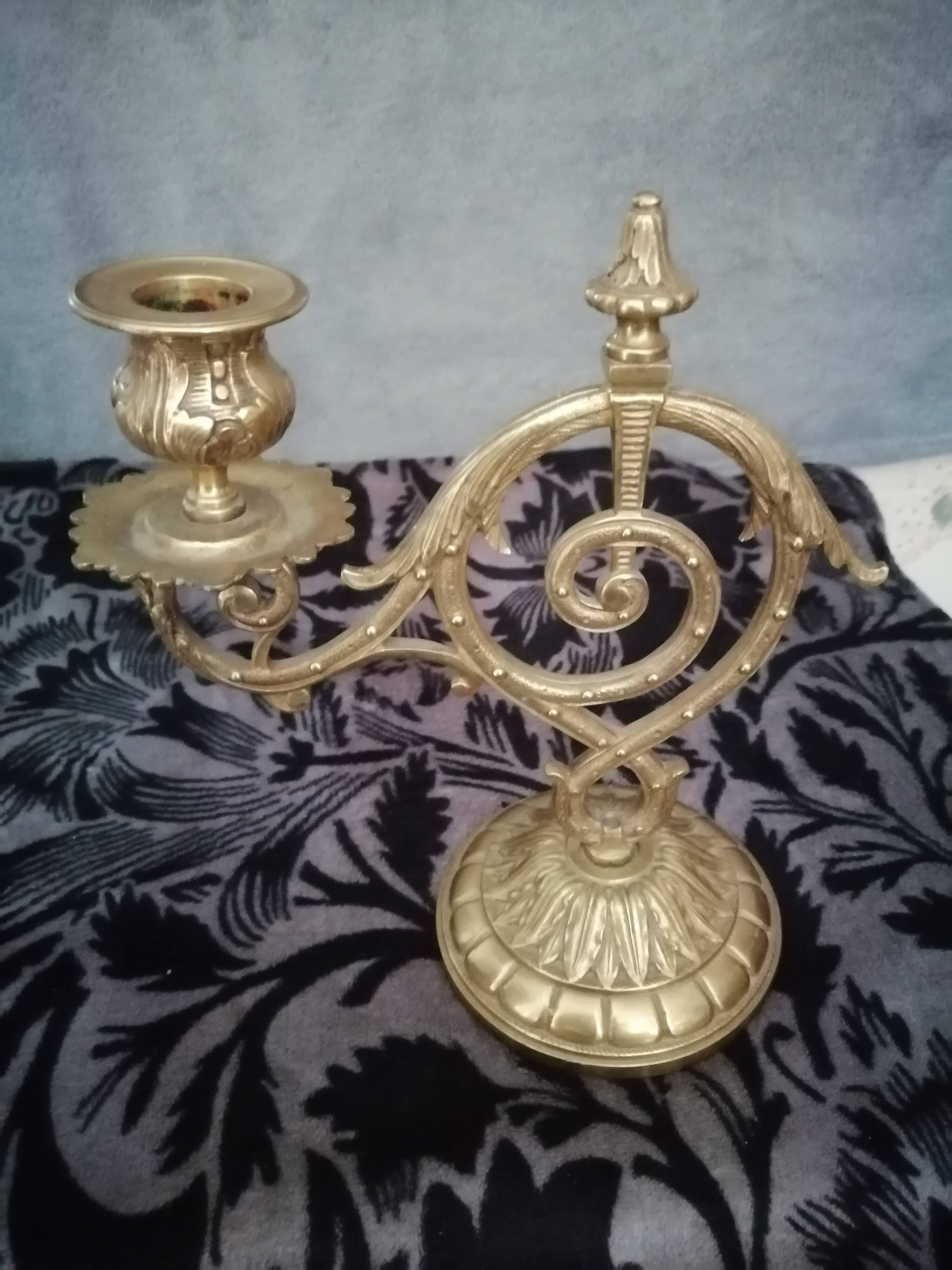 Pair of old bronze candlestick