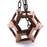 Asymmetrical wooden pendant light, 70s