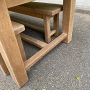 2 stripped farmhouse benches in solid oak, 1970, 175cm.