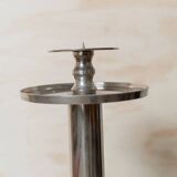 XXL Vintage Art Deco Candlestick in Silver Chrome-Plated Brass, Italy 1930s
